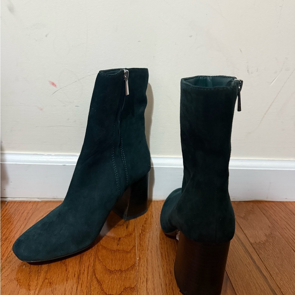 Topshop Dark Green Heeled Boots
